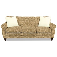 Transitional Stationary Sofa with Rolled Arms and Tapered Wood Feet