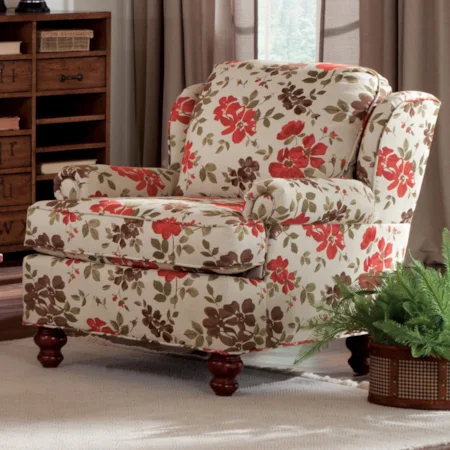 Traditional Wing Back Chair with Turned Wood Feet