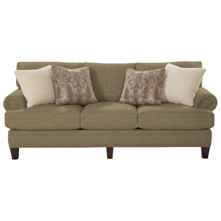Transitional Sofa with Rolled Panel Arms