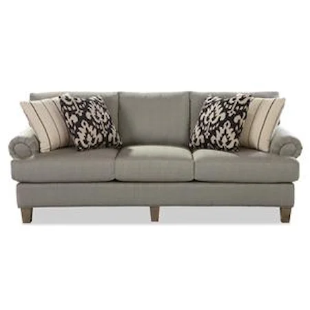 Transitional Sofa with Rolled Panel Arms