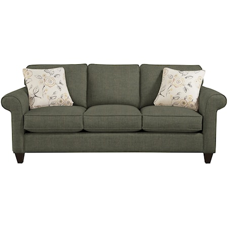 Transitional Sleeper Sofa with Sock-Rolled Arms and Memoryfoam Mattress