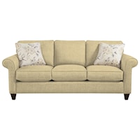 Transitional Sleeper Sofa with Sock-Rolled Arms and Memoryfoam Mattress