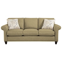 Transitional Sleeper Sofa with Sock-Rolled Arms and Memoryfoam Mattress