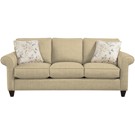 Transitional Sleeper Sofa with Sock-Rolled Arms and Memoryfoam Mattress