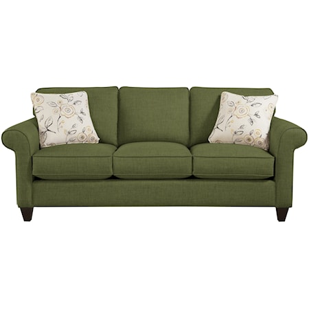 Transitional Sleeper Sofa with Sock-Rolled Arms and Memoryfoam Mattress