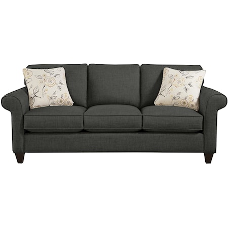 Transitional Sleeper Sofa with Sock-Rolled Arms and Memoryfoam Mattress