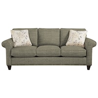 Transitional Sleeper Sofa with Sock-Rolled Arms and Memoryfoam Mattress