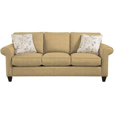 Transitional Sleeper Sofa with Sock-Rolled Arms and Memoryfoam Mattress