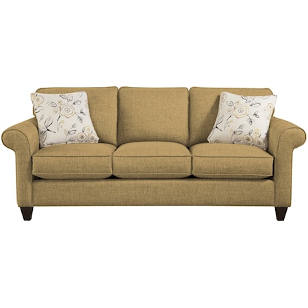 Transitional Sleeper Sofa with Sock-Rolled Arms and Memoryfoam Mattress