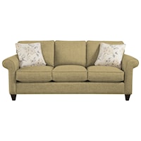 Transitional Sleeper Sofa with Sock-Rolled Arms and Memoryfoam Mattress