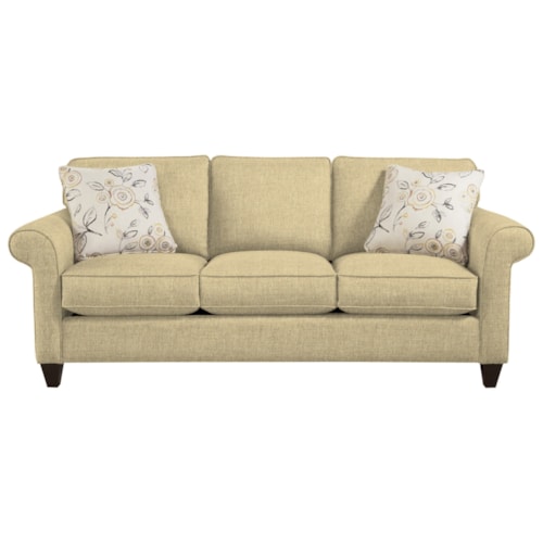 Transitional Sofa with Sock-Rolled Arms