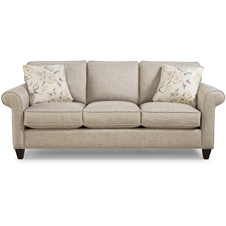 Transitional Sleeper Sofa with Sock-Rolled Arms