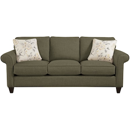 Transitional Sofa with Sock-Rolled Arms