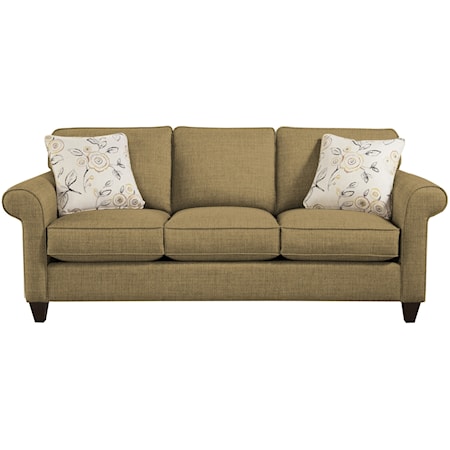 Transitional Sofa with Sock-Rolled Arms