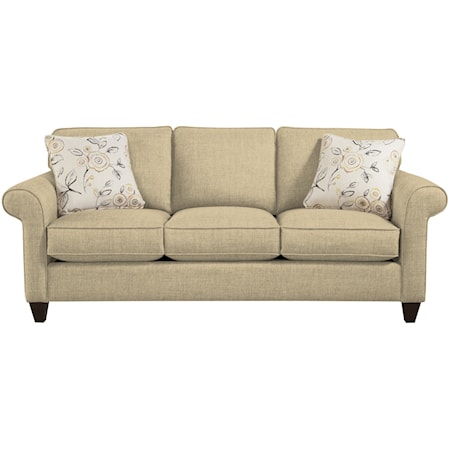 Transitional Sofa with Sock-Rolled Arms