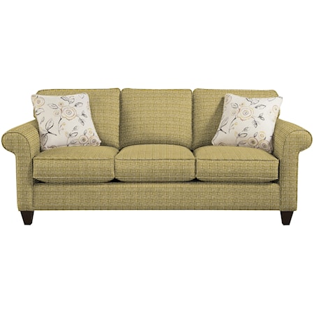 Transitional Sofa with Sock-Rolled Arms