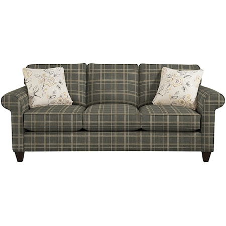 Transitional Sofa with Sock-Rolled Arms