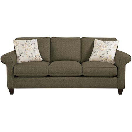 Transitional Sofa with Sock-Rolled Arms