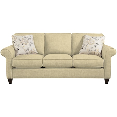 Transitional Sofa with Sock-Rolled Arms