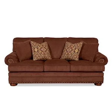 Sofa with Exposed Wooden Legs and Nail Head Accent
