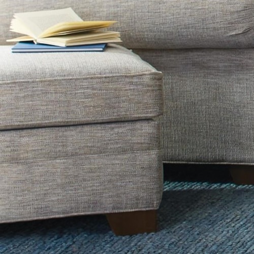 Transitional Ottoman with Block Legs