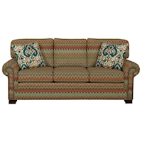 Transitional Sleeper Sofa with Large Rolled Arms and Brass Nailheads