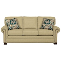 Transitional Sleeper Sofa with Large Rolled Arms and Brass Nailheads