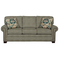 Transitional Sleeper Sofa with Large Rolled Arms and Brass Nailheads