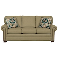 Transitional Sleeper Sofa with Large Rolled Arms and Brass Nailheads