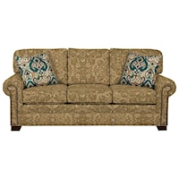 Transitional Sleeper Sofa with Large Rolled Arms and Brass Nailheads