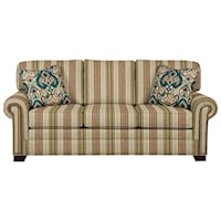 Transitional Sleeper Sofa with Brass Nailheads and Memory Foam Mattress