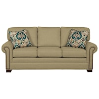 Transitional Sleeper Sofa with Brass Nailheads and Memory Foam Mattress