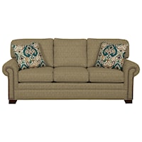 Transitional Sofa with Large Rolled Arms and Brass Nailheads