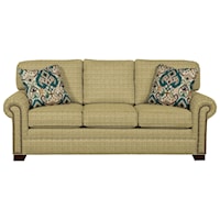 Transitional Sofa with Large Rolled Arms and Brass Nailheads