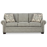 Transitional Sofa with Large Rolled Arms and Brass Nailheads