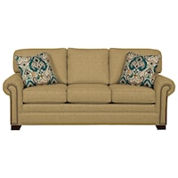 Transitional Sofa with Large Rolled Arms and Brass Nailheads