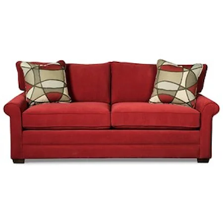 Casual Sofa with Rolled Arms and Toss Pillows