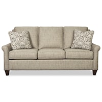 Casual Sofa with Rolled Armrests & Exposed Wood Legs