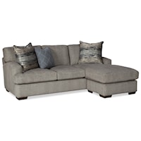 Contemporary Chaise Sofa with Wide Rounded Track Arms