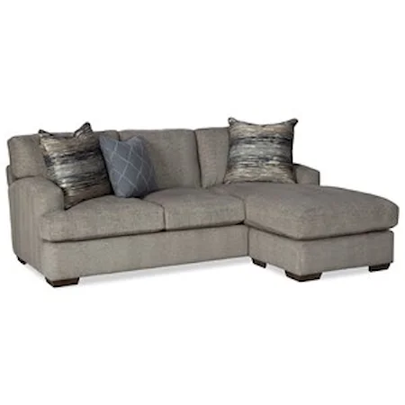 Contemporary Chaise Sofa with Wide Rounded Track Arms