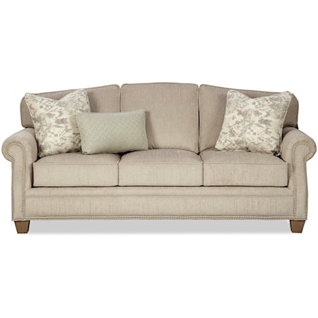 Transitional Sofa with Nailheads and Queen Sleeper