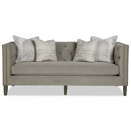 Transitional Tufted Tuxedo Sofa with Bench Seat