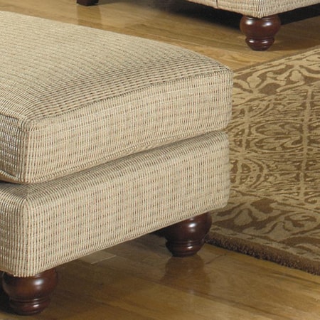 Box Top Ottoman with Exposed Wood Bun Feet