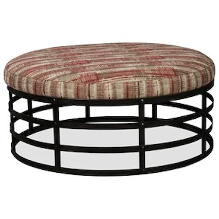Round Cocktail Ottoman with Forged Steel Base
