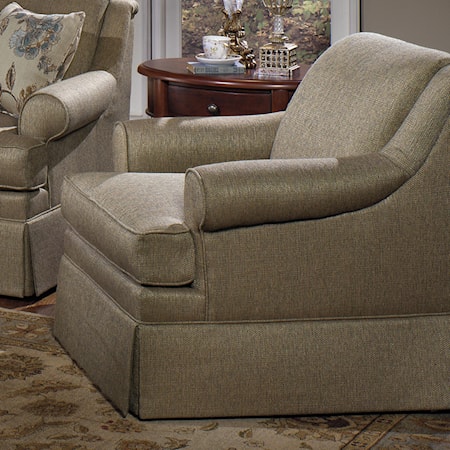 Traditional Upholstered Chair with Rolled Arms and Skirt