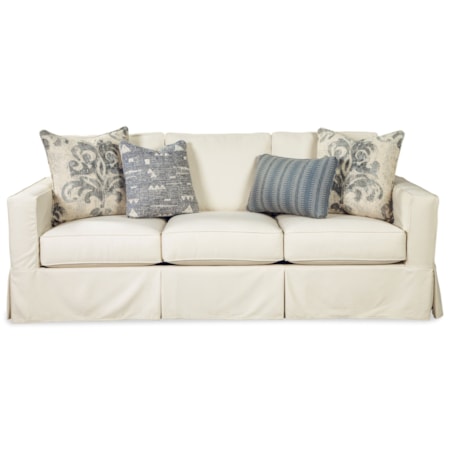 Vintage Skirted Slipcover Sofa with Queen Sleeper