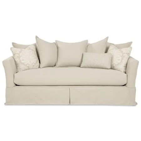 Skirted Bench Seat Sofa with Slipcover and Pillow Back