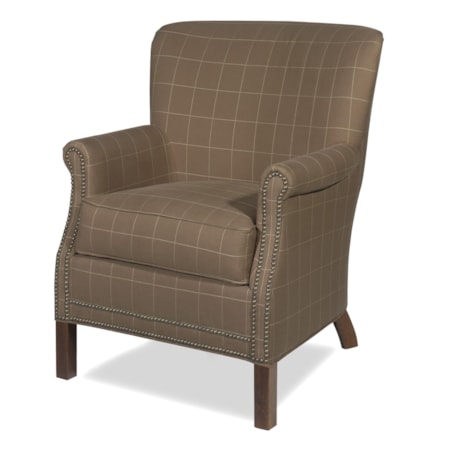 Transitional Rolled Arm Accent Chair with Nailhead Trim