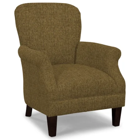 Tight Back Accent Chair with Tapered Exposed Wood Legs