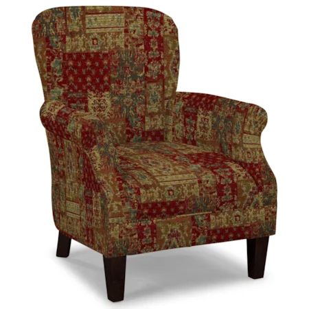 Tight Back Accent Chair with Tapered Exposed Wood Legs